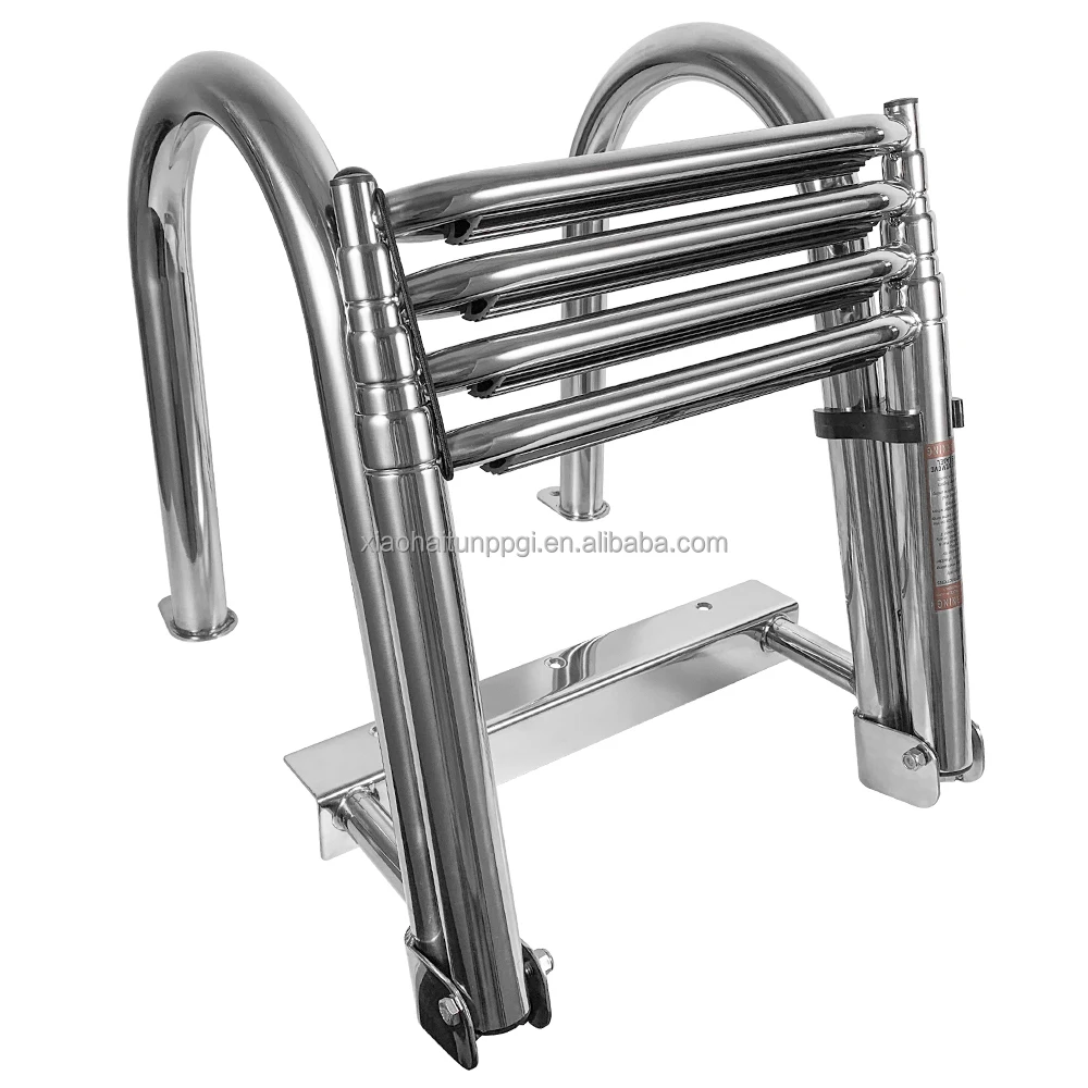 Little Dolphin Boat Accessories Marine 4 Step Telescoping Boat Ladder Stainless Steel Inboard Rail Dock Swimming Ladder for boat