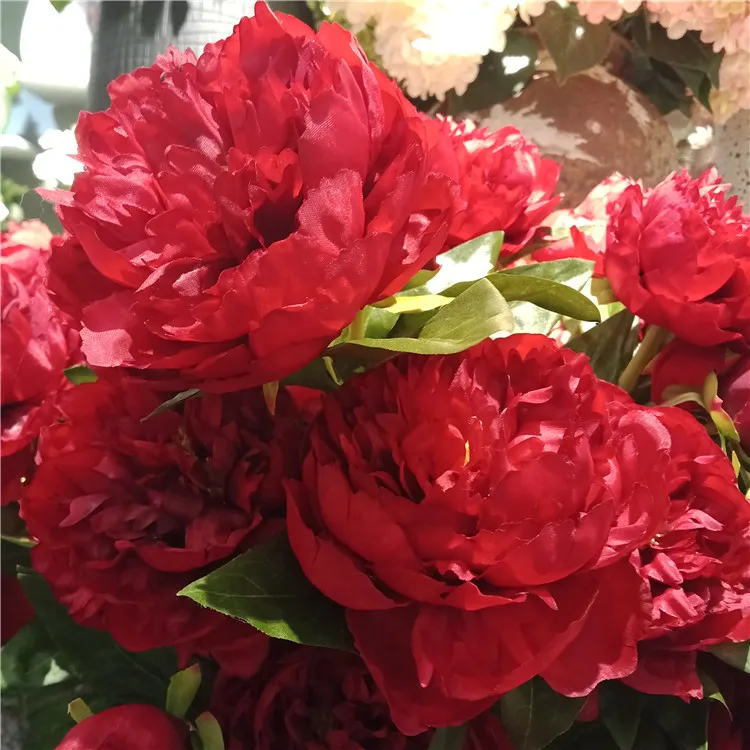 High quality 3 heads artificial flowers 6 colors silk peony for Home decoration