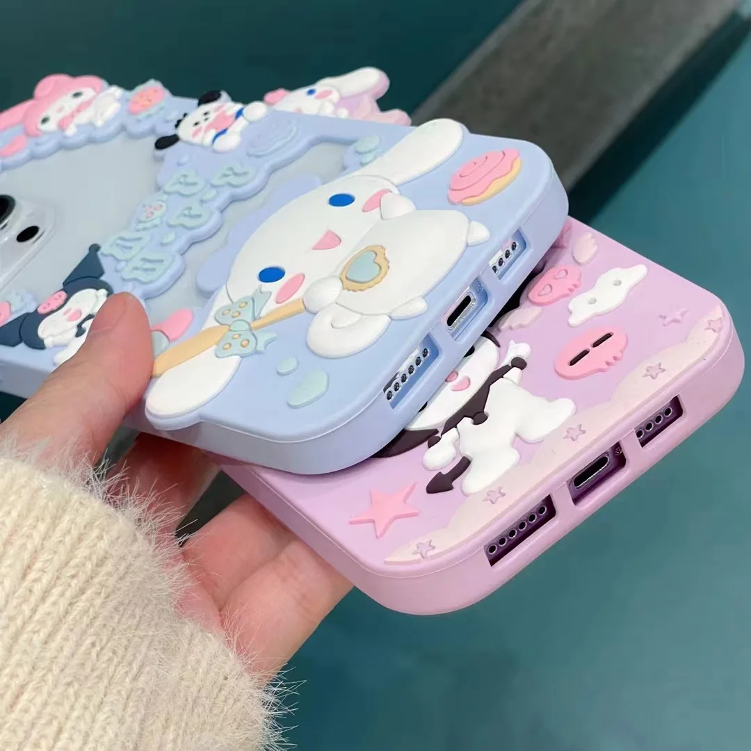 3D Cartoon Sanrio My Melody Soft Silicone TPU Phone Cases For iPhone 14 Pro 13 12 11 Pro Max  Mobile Cover Cute Pink Girl