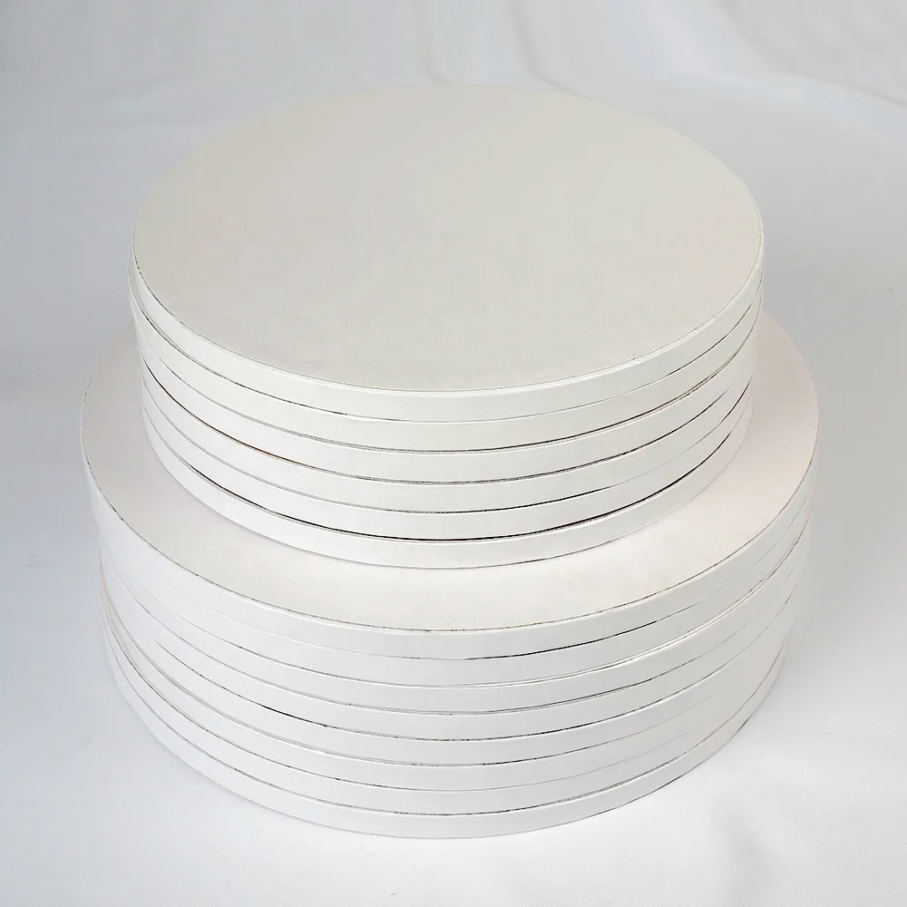 Wholesale Print Christmas Disposable 10 inch 12 inch 14 inch Silvery White Gold Round Square Cake Board Custom
