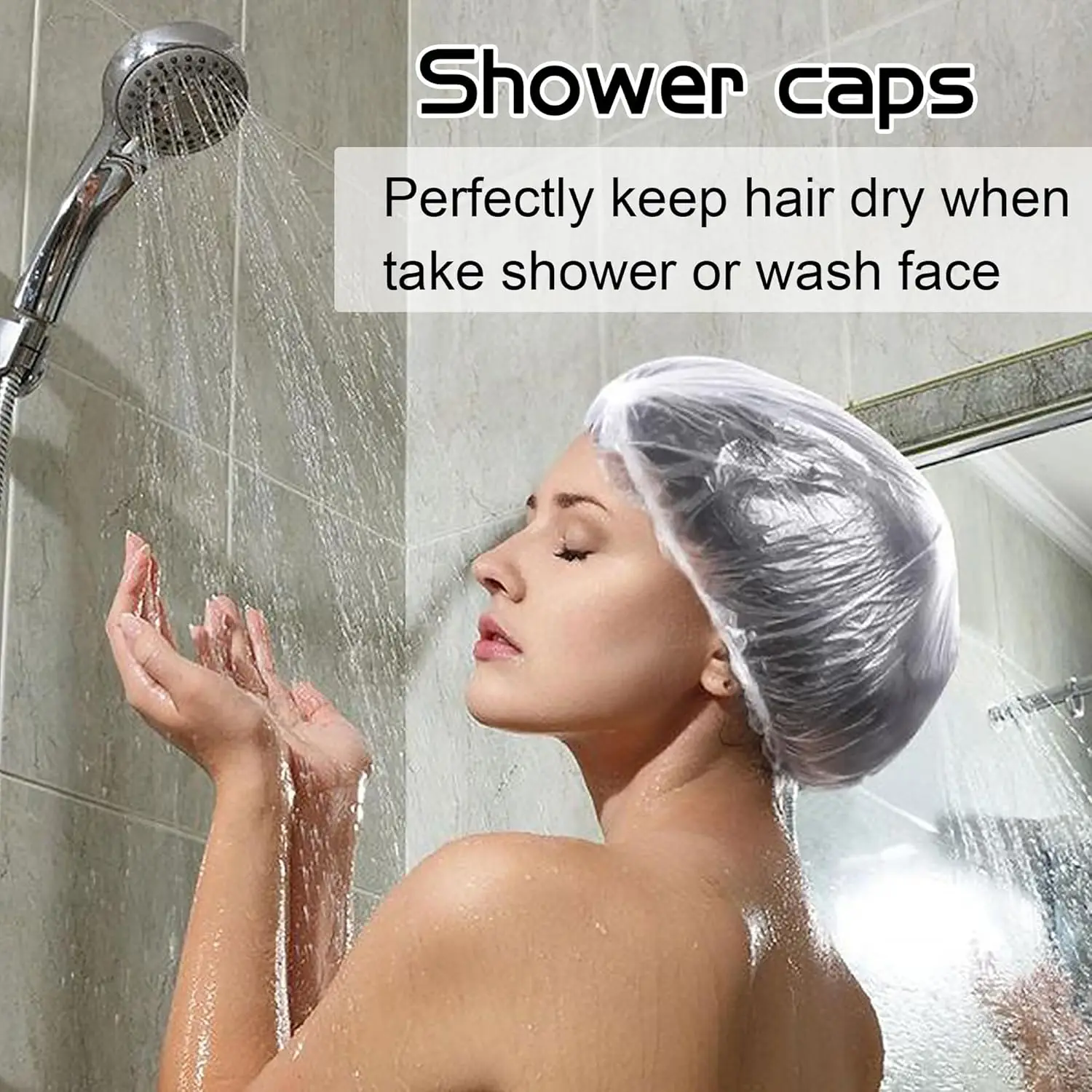 Hot 100PCS Plastic PP Food Cover Waterproof Shower Caps Hair Large Disposable Hair Caps for Shower Coloring Home Hotel Travel