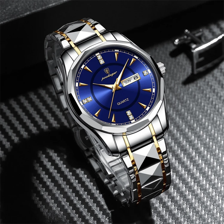 New Fashion Stainless Steel Luxury Waterproof Men Quartz Wristwatches Relogio Masculino montres reloj poedagar watch