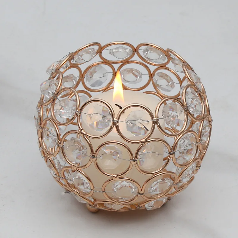 Manufacturers octagonal bead crystal ball party wedding candle cup vintage hollow glass atmosphere effect holder