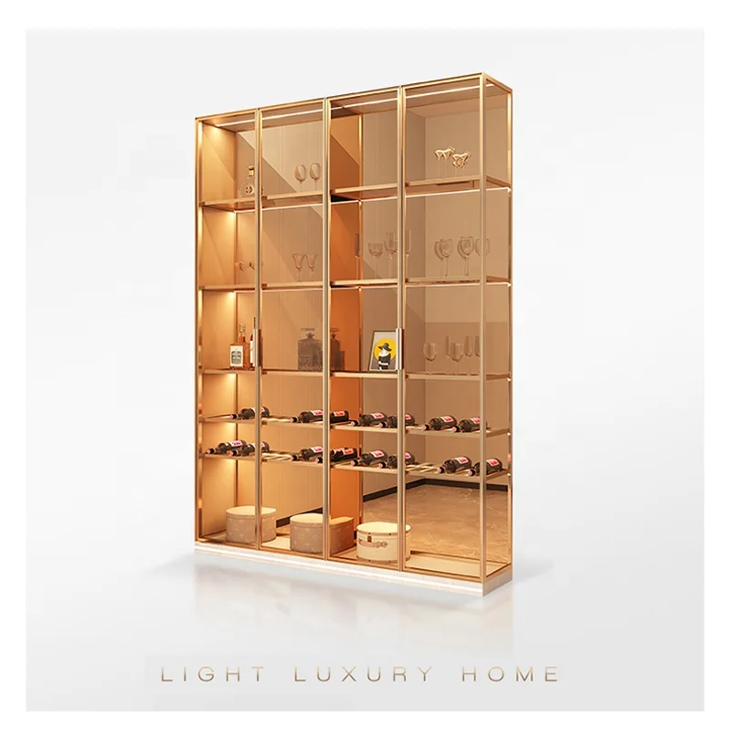 Aluminum alloy light luxury living room glass door hand office cabinet toy tea model wine cabinet display cabinet