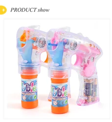 Transparent outdoor toy music soap bubble gun with light