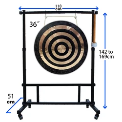 Good Quality 36 Inch Sun Chau Gong & Square Stand with wheels 90 cm Handmade Bronze Chao Gong For Musical Performance
