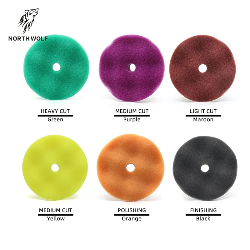 Private label Auto care car polish foam pad 6 step waffle pattern nano polish  3 inch car polishing pad kit