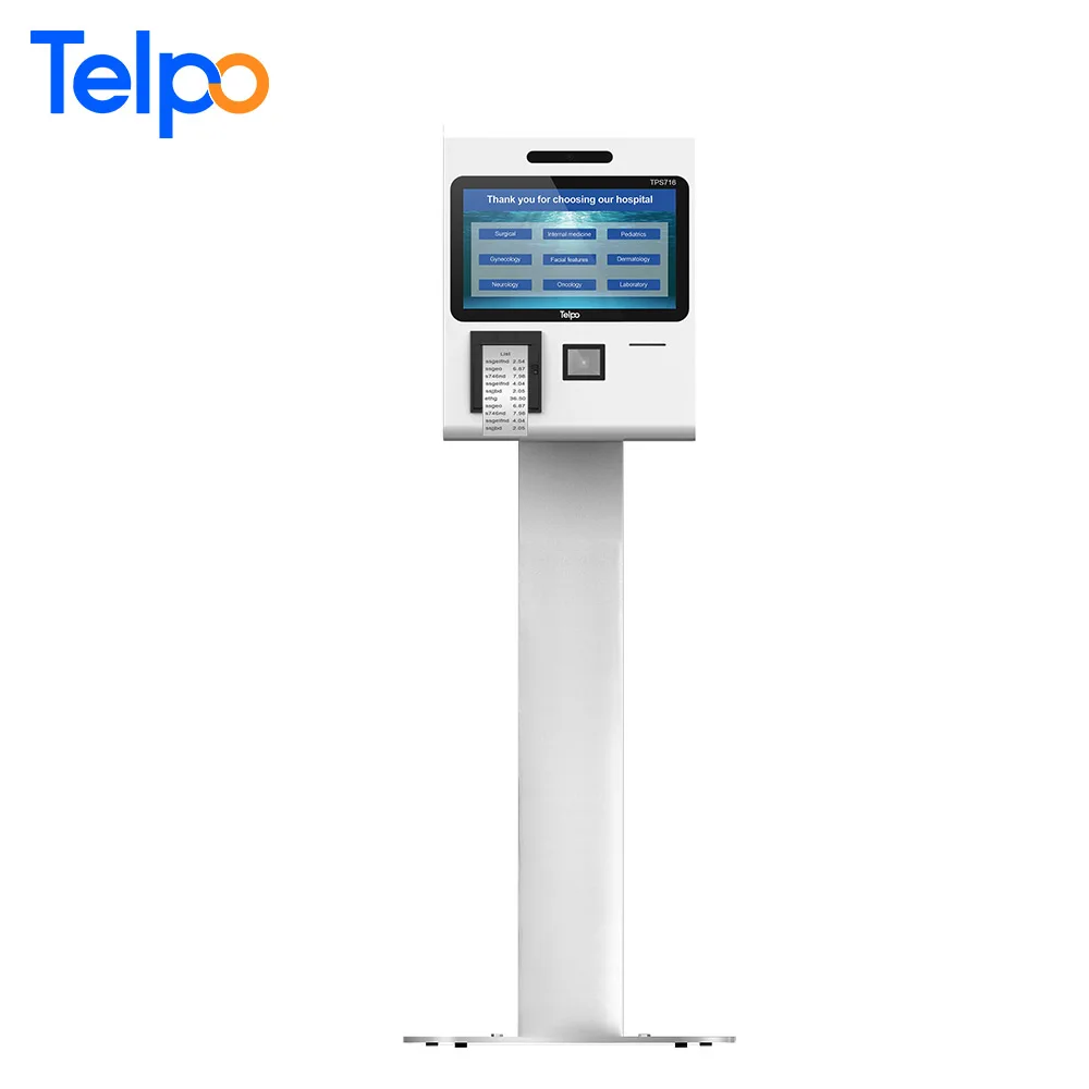 
wifi/BT/ethernet TPS716 visitor management system kiosk with face recognition camera for bank 