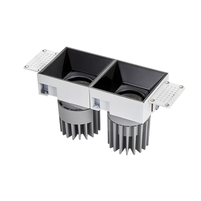 LED Square Ceiling Downlight COB 20W 30W Double Head Modular Lighting System Frameless LED Downlight