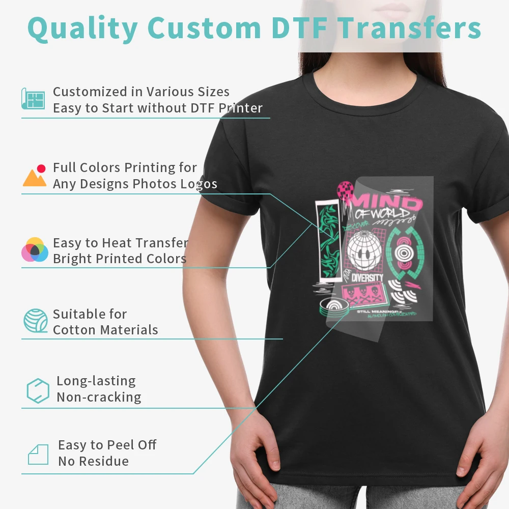 PYD Life Высокое качество оптовая продажа DTF переводная печатная пленка для экрана на заказ Dtf теплопередача футболки