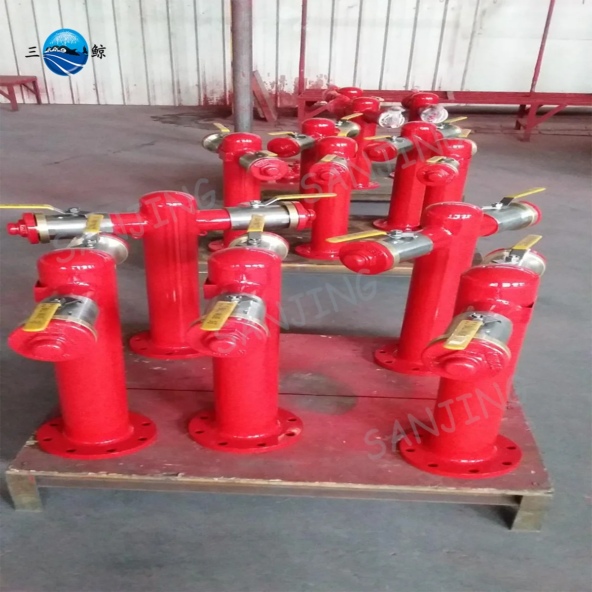 SANJING Fire Fighting Foam System 2 Way Hydrant PS100-65X2 Foam Hydrant Floor Type