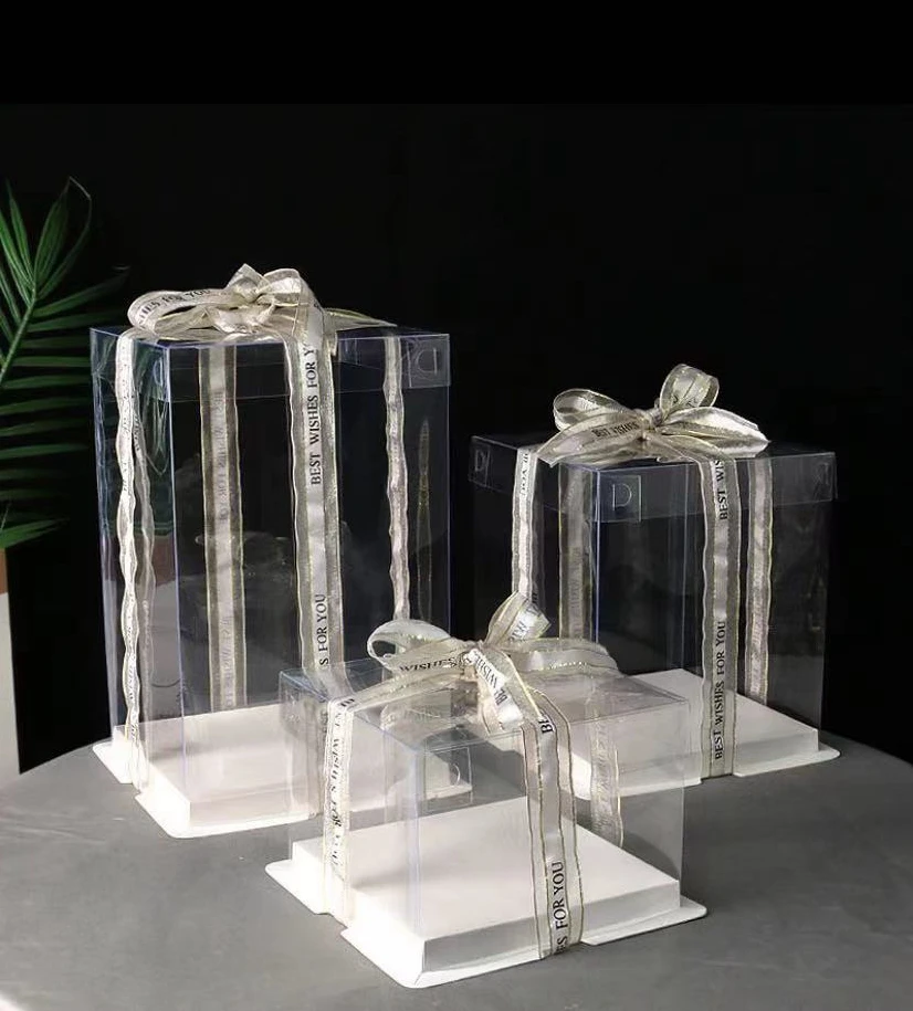 Wholesale Cake Package Box Custom Size Clear Cake Box 6 Inch Wedding Birthday Party Gift Pet Plastic Transparent Cake Boxes