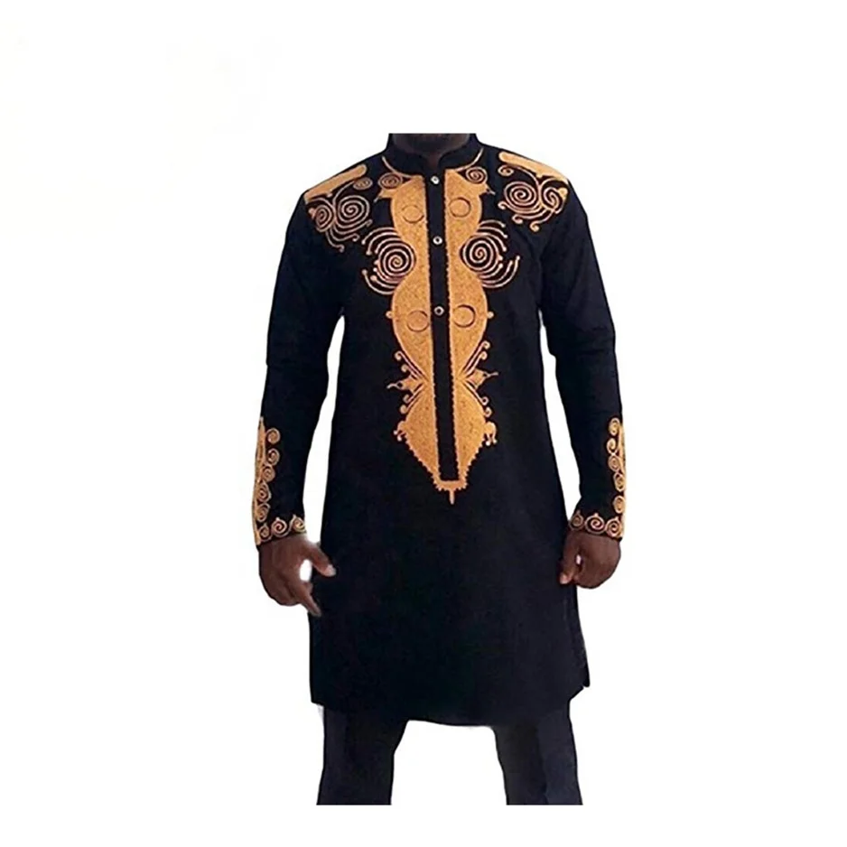 Мужские базовые рубашки в африканском стиле Дашики с воротником-стойкой