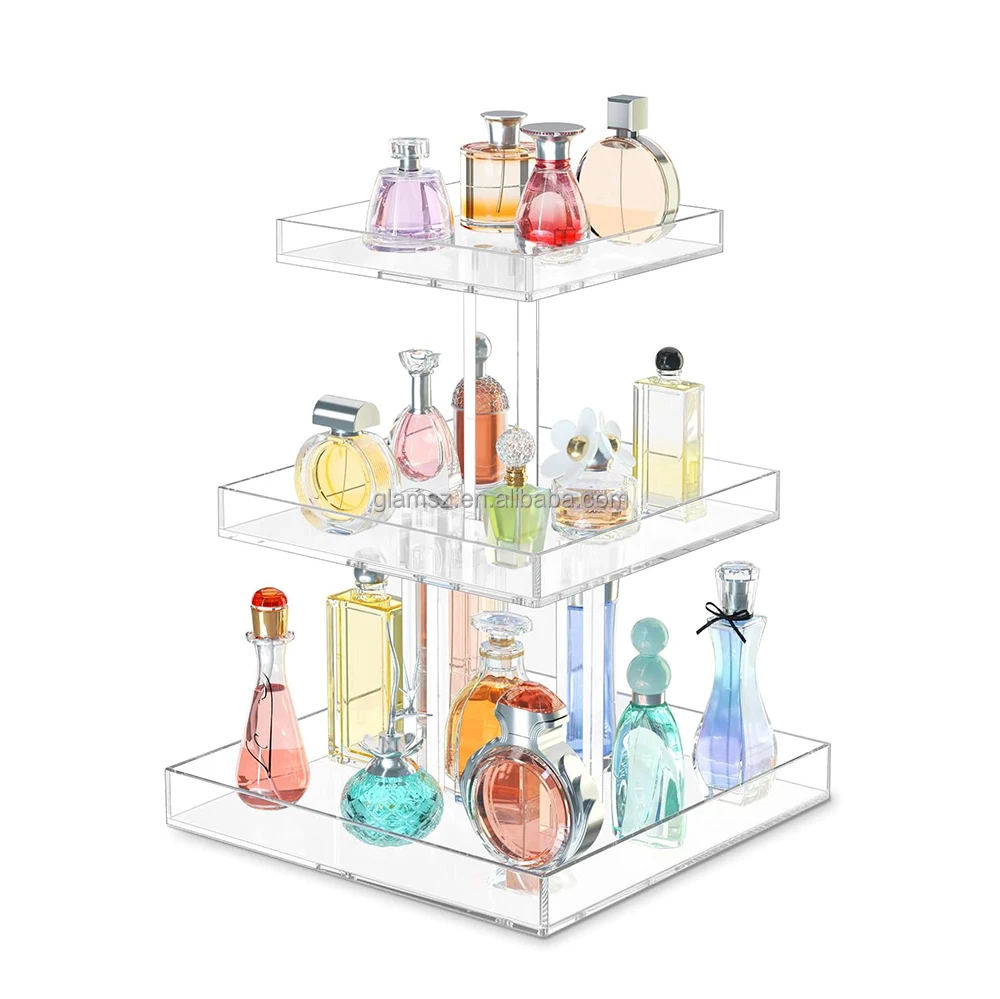 Custom Clear Acrylic Rectangle tray Lipstick Eye Shadow Holder display stand perfume