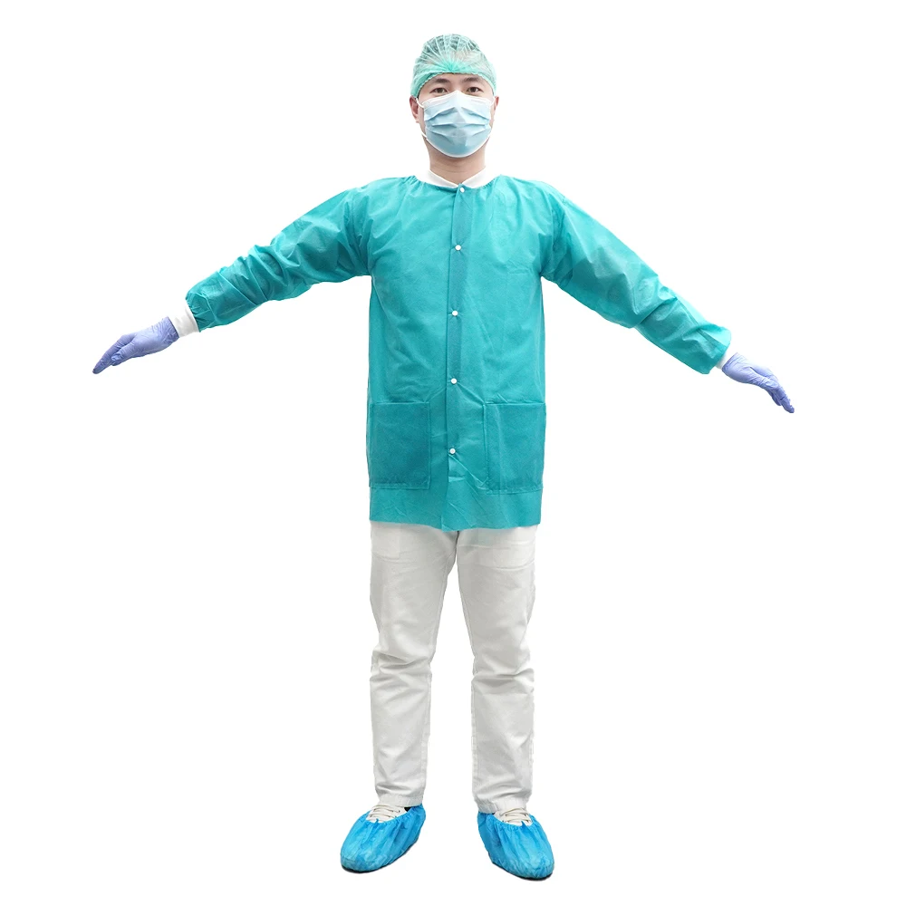 Factory Price Custom Designed Colored Disposable Protection Workwear Gowns/Lab Coat with Elastic Cuff