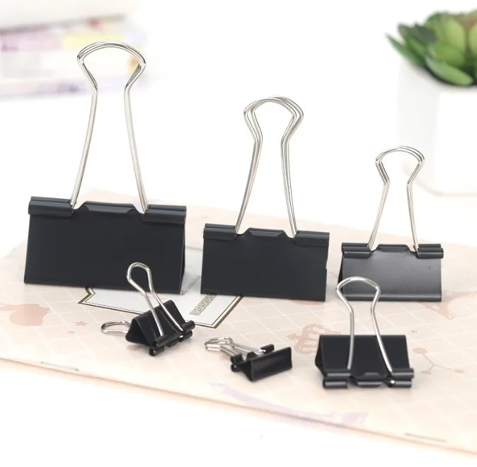 Elliot Folder in Stock Office Stationery Metal Mini Black Binder Clips with Plastic Box for School Student