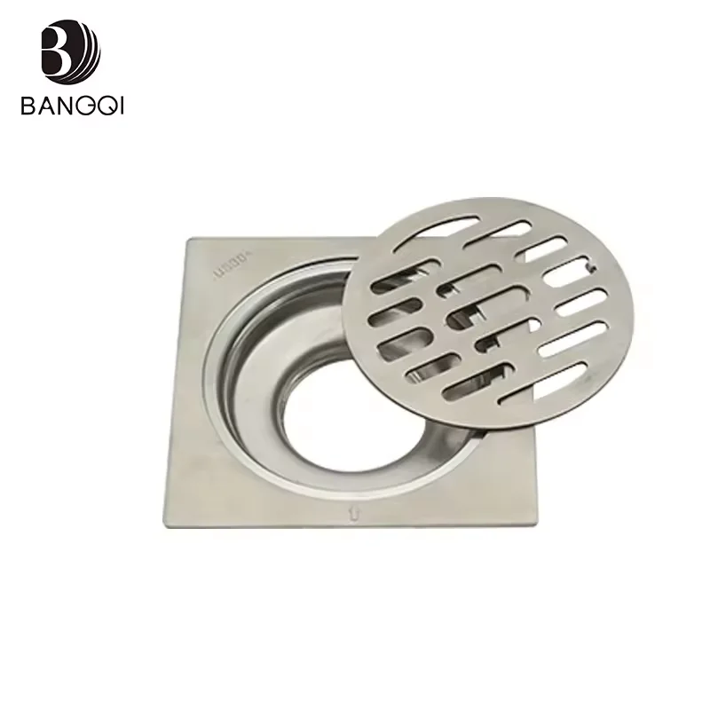 Stainless Steel Thickened Large Displacement Floor Drain for Washing Machine Brushed Rose Gold Chrom Bathroom Drains