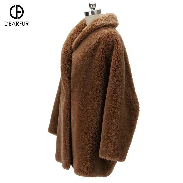 Custom Cheap Faux Fur Jacket Sustainable Knitted Long Luxury Faux Fur Coat