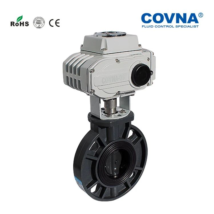 COVNA Actuator Valves UPVC PVC Plastic Flow Control Butterfly Valve Electric Actuator Motorized Ball Valve