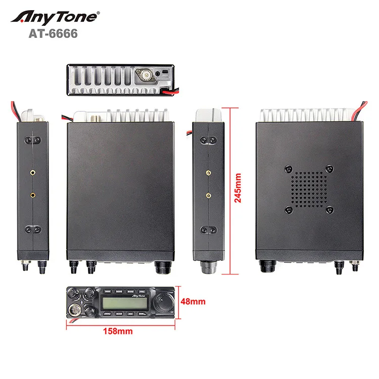 AnyTone AT6666 CB Radio 27mhz SSB AM FM With 60W high power 28.00-29.70Mhz Ham Radio Long Range UHF Radio