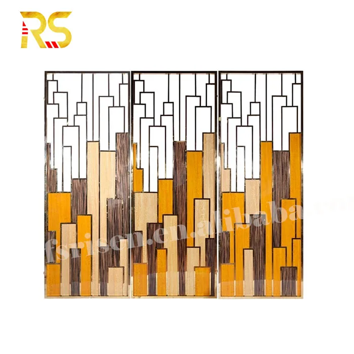 Foshan decorative custom curved  partition divider gold steel screen room divider for salon