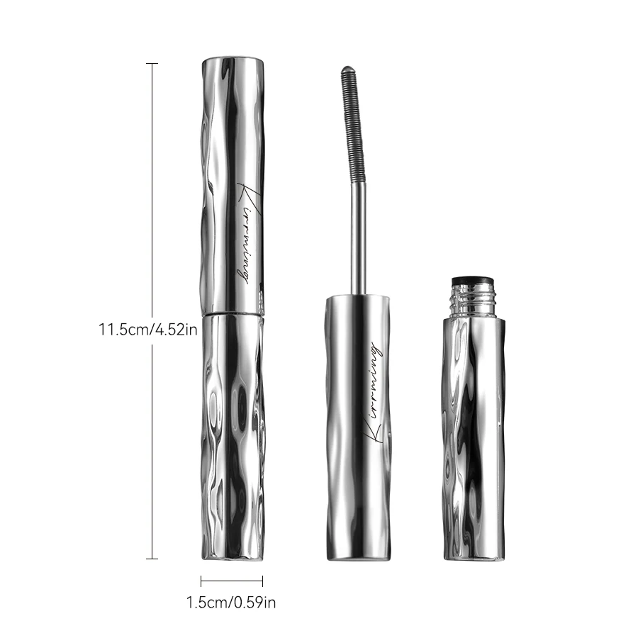 Custom Logo Waterproof Eye Makeup Sliver Tube Black Mascara Lengthening Curling Thick Eyelashes Curved Metal Iron Mascara