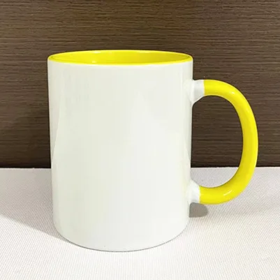 AI-MICH 11 Oz Two Tone Coated Sublimation Ceramic Printed Mug Oem Mug With Blue Inner and Handle
