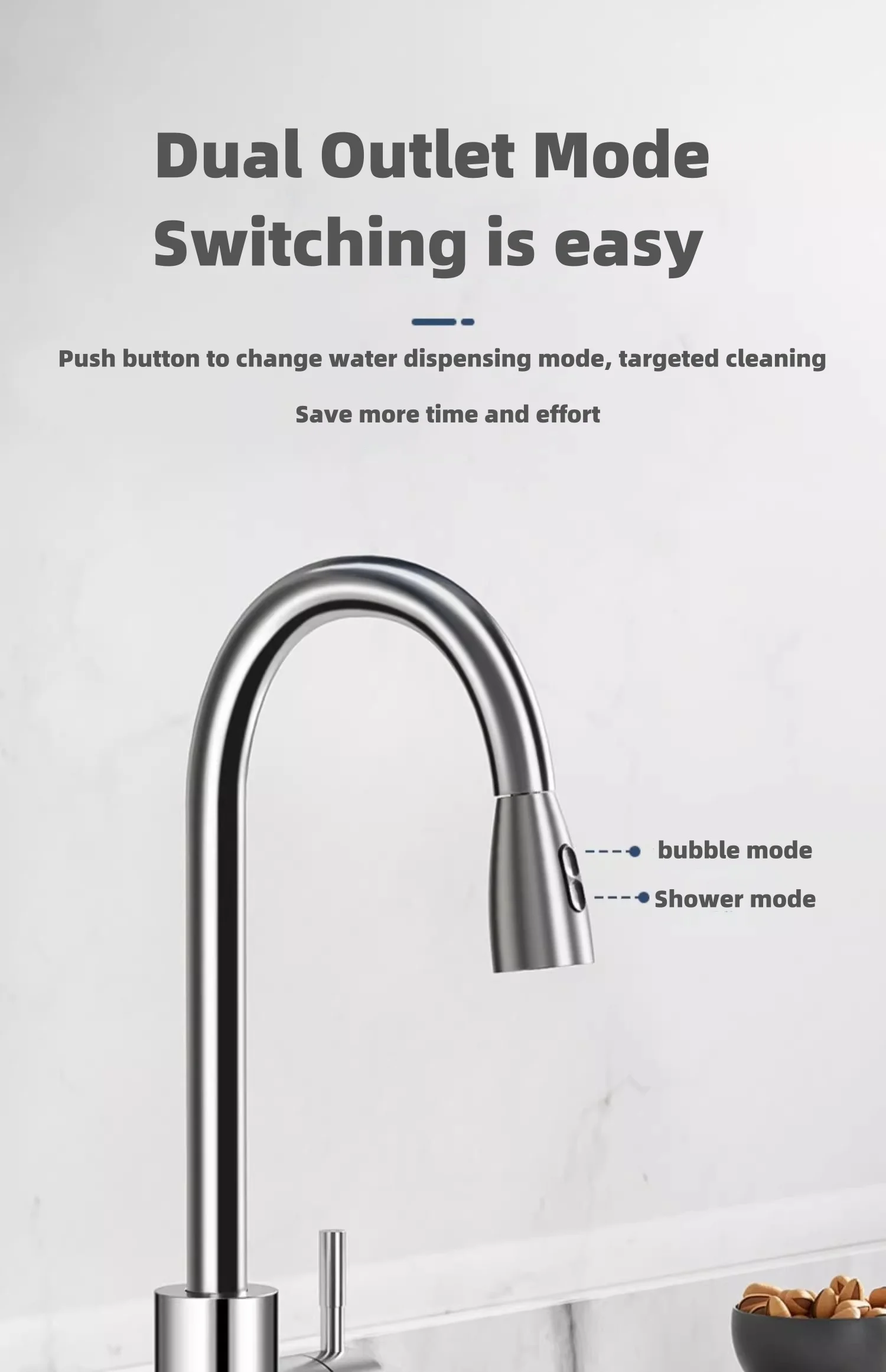 304 Stainless Steel Kitchen Taps Faucet Pull-Out Retractable Sink Faucet