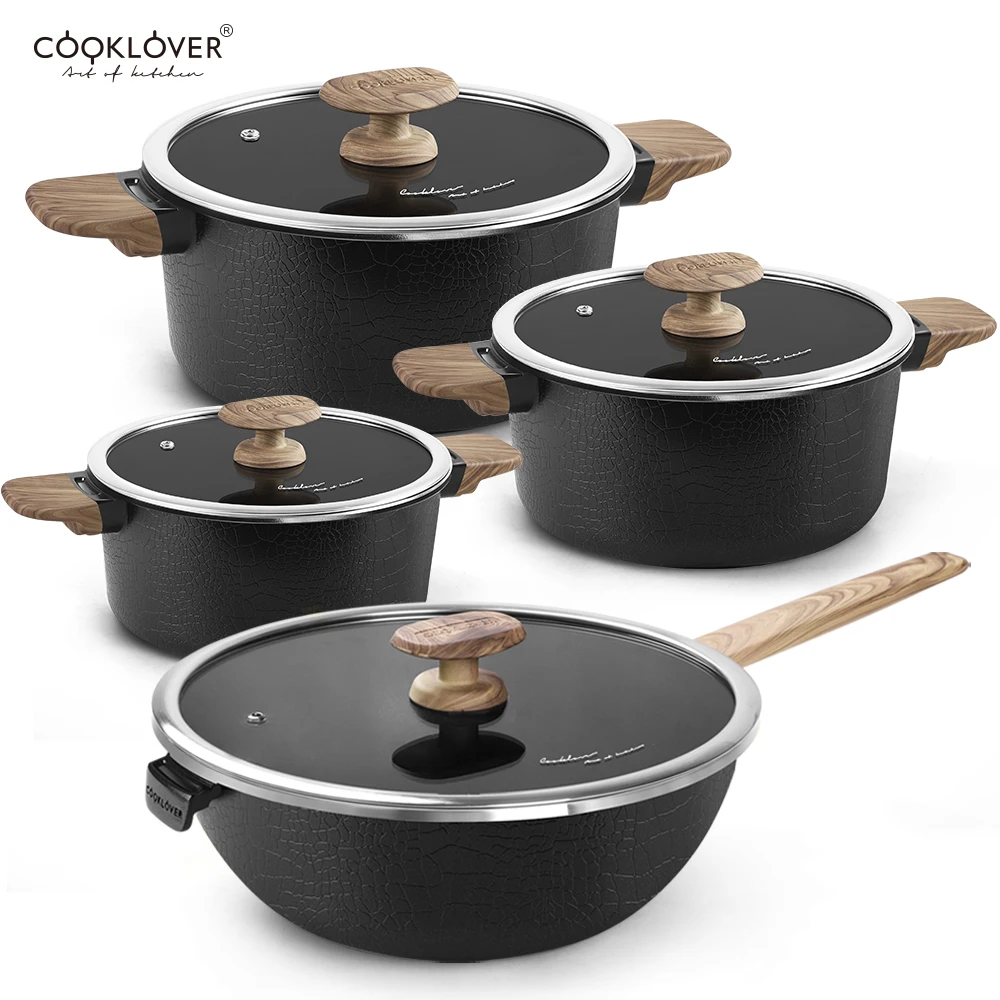 Nonstick Cookware Set Die Cast Aluminum 8-Piece Induction Pots And Pans Sets With Lids for Kitchen