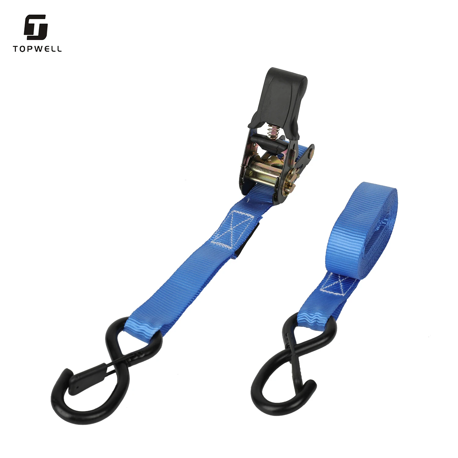 Заводской производитель TOPWELL, грузовые ремни, Храповые ремни, закрепляющие ремни с металлическими S-образными крючками с пластиковым покрытием