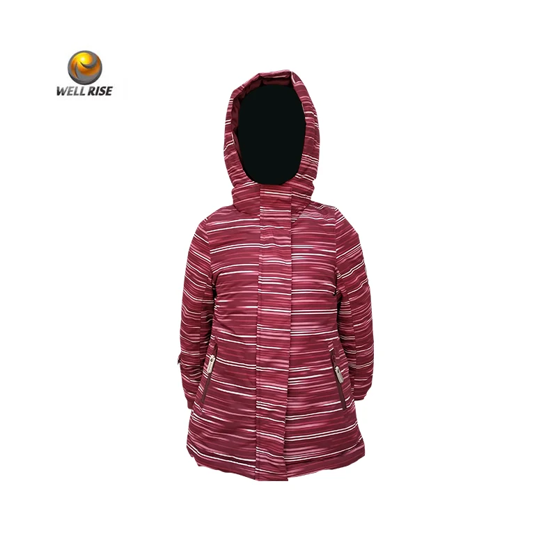 Well Rise Hot selling print nylon ski jacket fabric Waterproof windproof kid ski clothes Seam taped jacket kid ski wear for girl