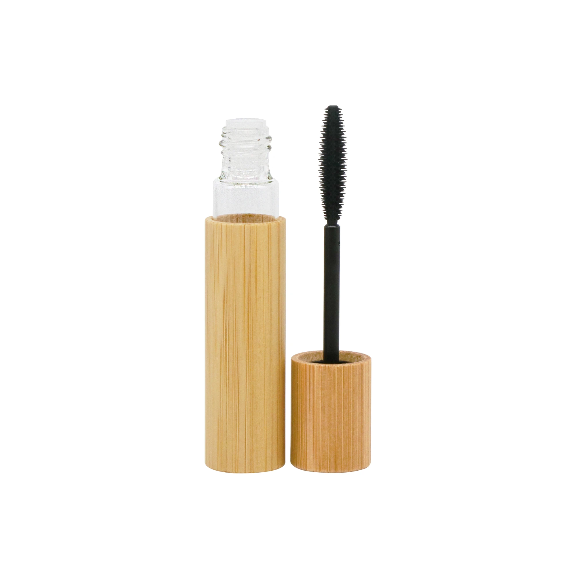 Luxury Cosmetic Glass Container Empty Glass Mascara Tube with Brush 10ml Bamboo Mascara Tube
