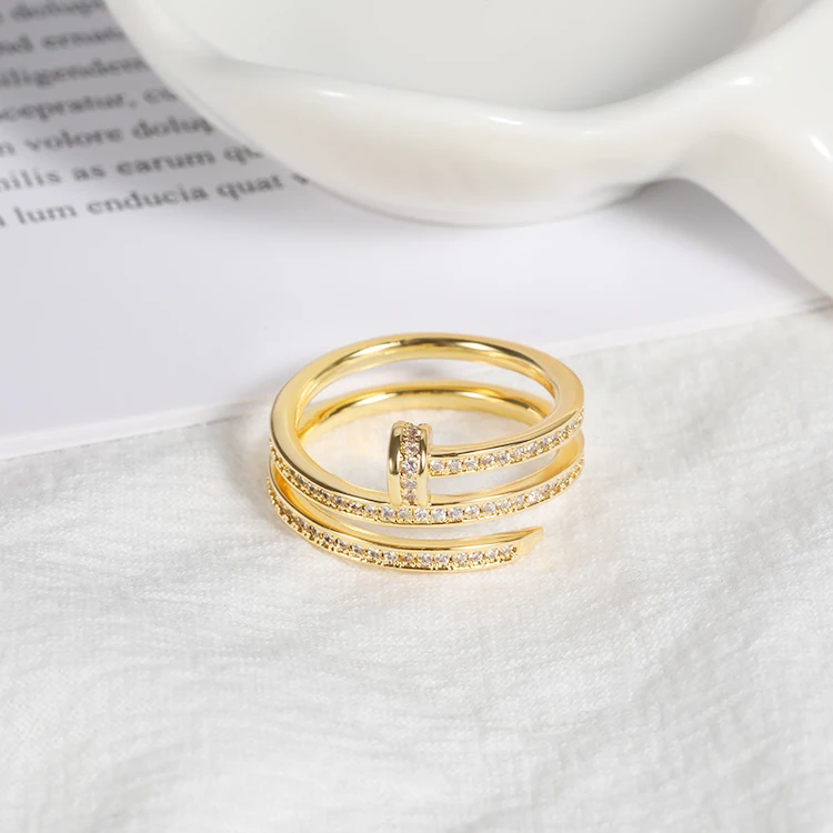 
Luxury Jewelry China Guangzhou Ring Finger Nail Ring 16k 18 k 20k gold plated gemstone rings For Wholesale 