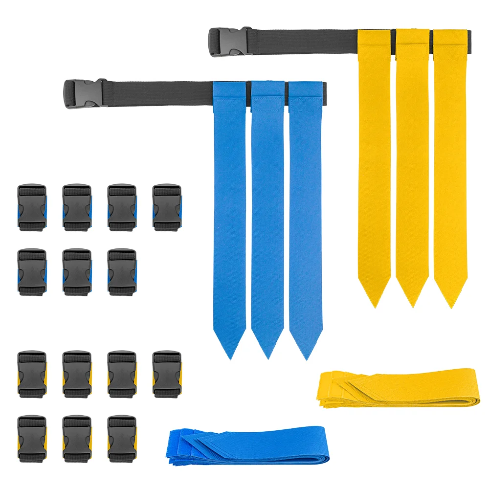 Adjustable Hook and Loop Flag Football Belts Set - Pack of 14 with 3 Flags Per Belt for Safe Non-Contact Gameplays