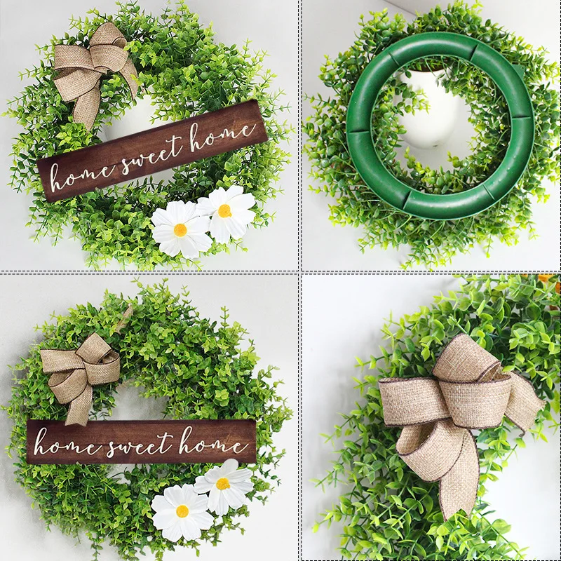 Artificial Christmas Wreath With Truck Merry Christmas Front Door Ornament Wall Artificial Pine Garland for Party Decor