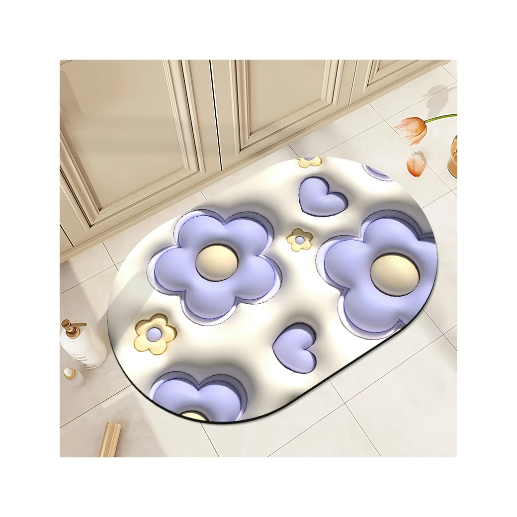 Wholesale Price Waterproof Quick Drying Soft Comfortable Cute Delicate Pattern Bathmat