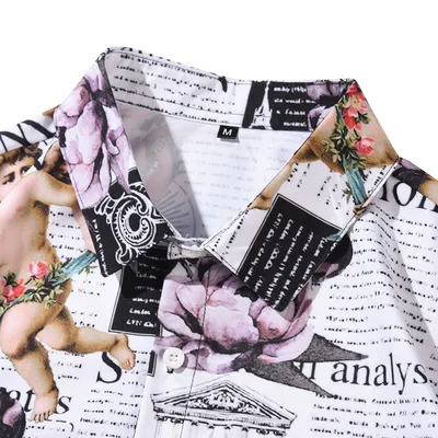 Горячая Распродажа Модные Крылья Ангела газета цифровая печать хлопковая рубашка с короткими рукавами на каждый день, для женщин и мужчин, рубашки для мальчиков