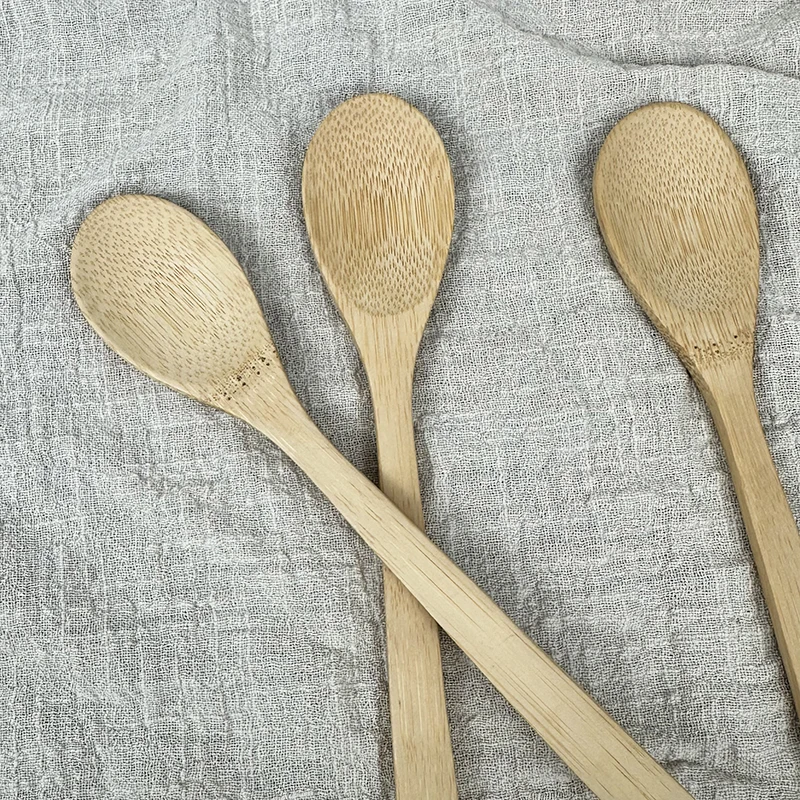 Индивидуальная Высококачественная натуральная ложка, Экологичная термостойкая бамбуковая кухонная утварь, круглая ложка с длинной ручкой, деревянная бамбуковая ложка