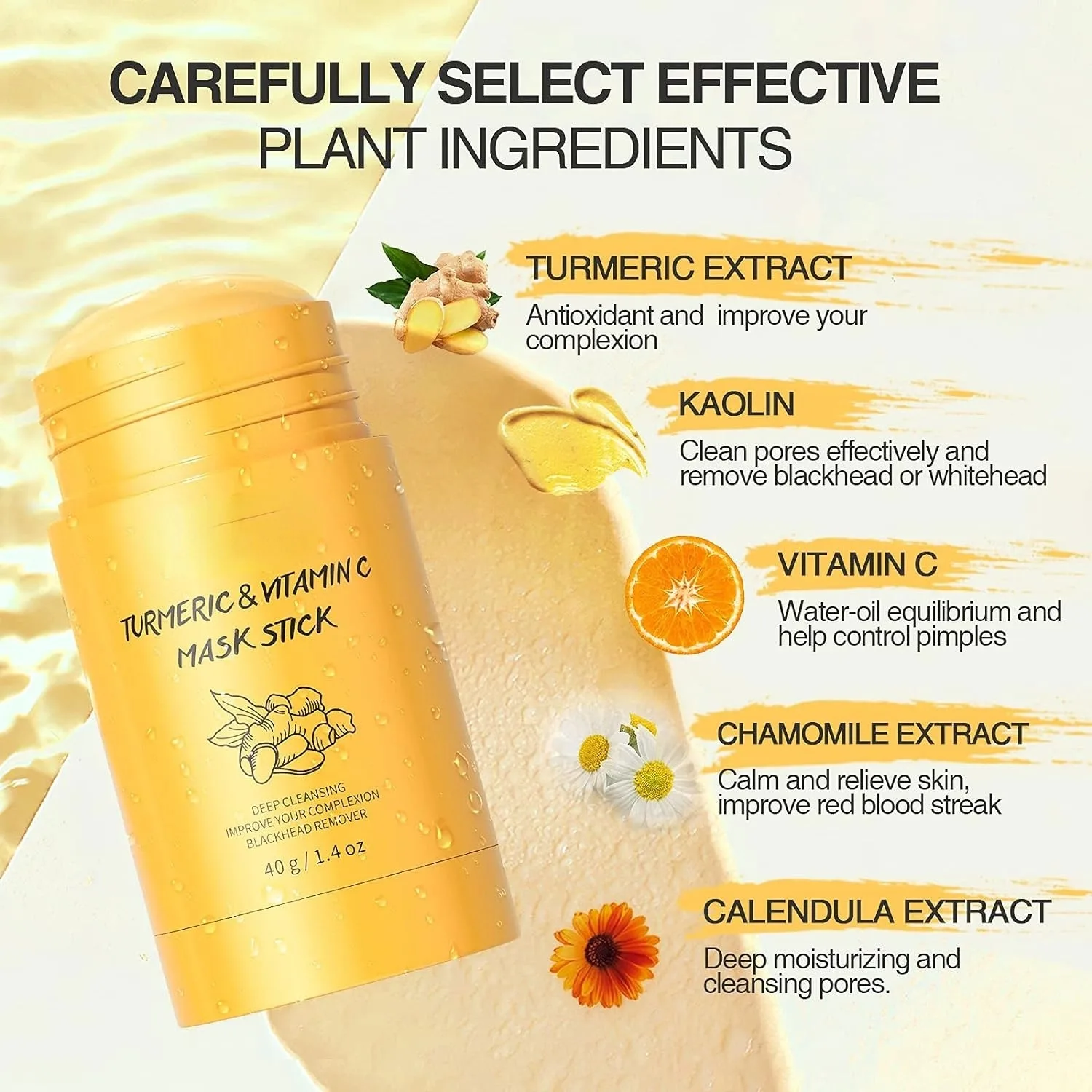 Turmeric Vitamin C Clay Face Mask Stick Set Oil Control and Balance Facial Mask Blackhead Remover Anti-Acne Treatment