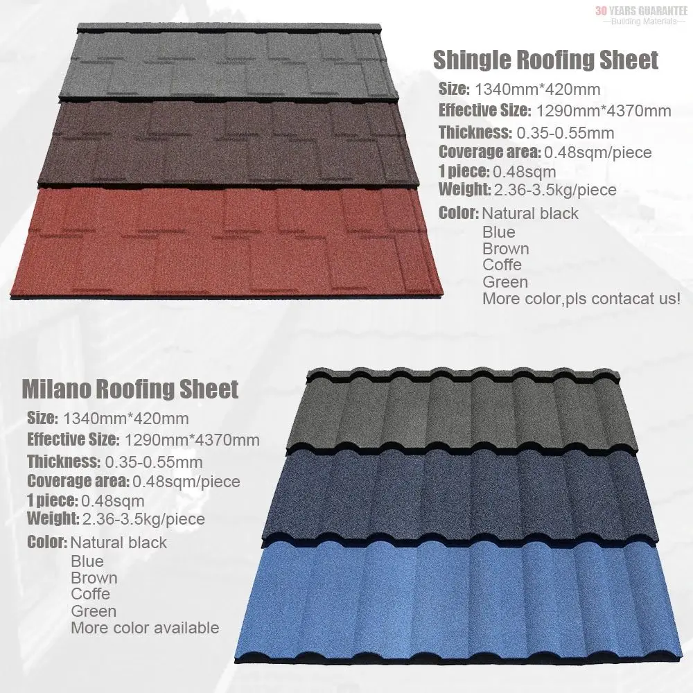 America DDP Roof tiles 0.4mm light weight roofing sheet zinc steel galvalume stone coated roofing tile metal