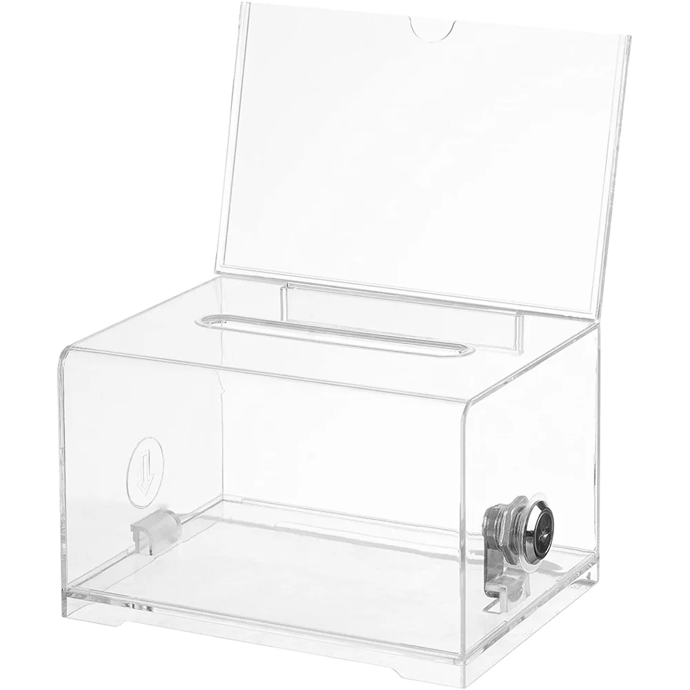 Acrylic Wedding Clear Crystal Money Box Gift Card Box with Lock For Wedding Reception Cards Sign