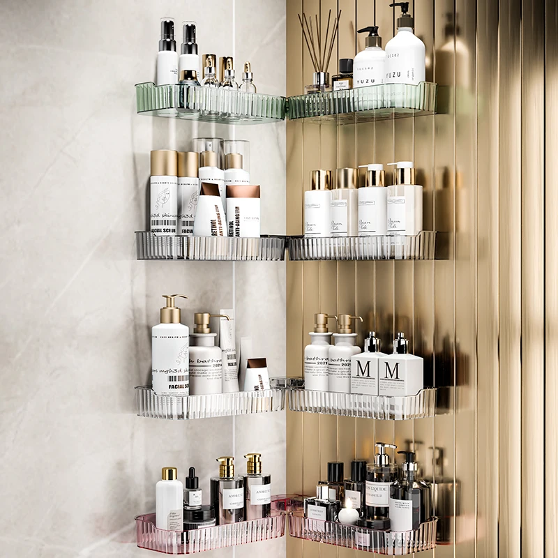 Acrylic rotating storage shelf wall-mounted cosmetics display shelf perforation-free toiletries storage shelf wholesale