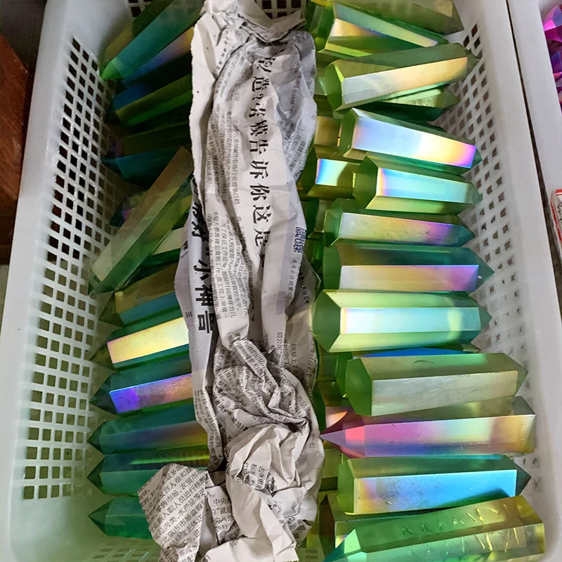 Wholesale artificial crystal angel halo titanium crystal rainbow titanium coated crystal tower