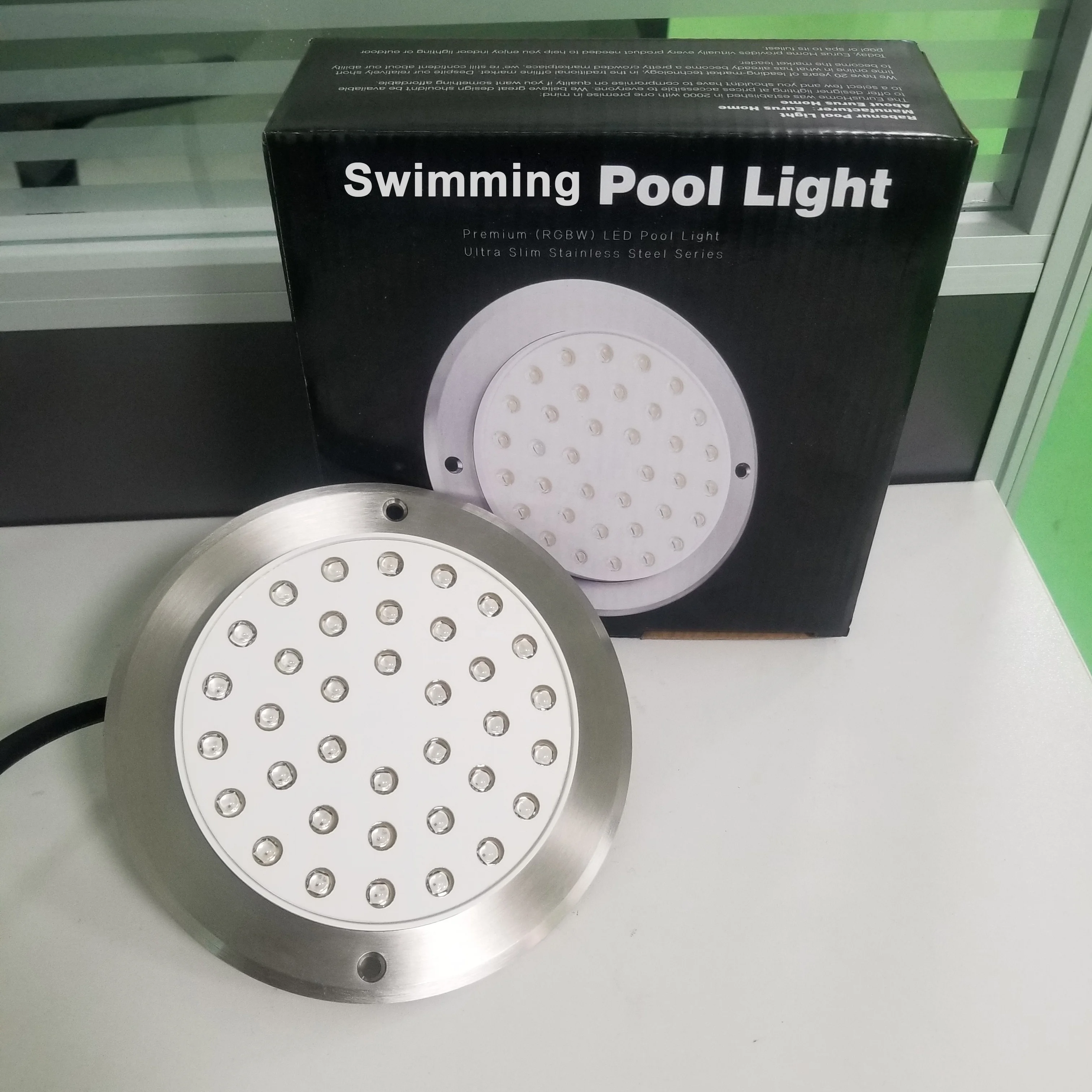 Ultra thin stainless steel 316 waterproof IP68 underwater 12V AC DC RGB Pool Light with remote control