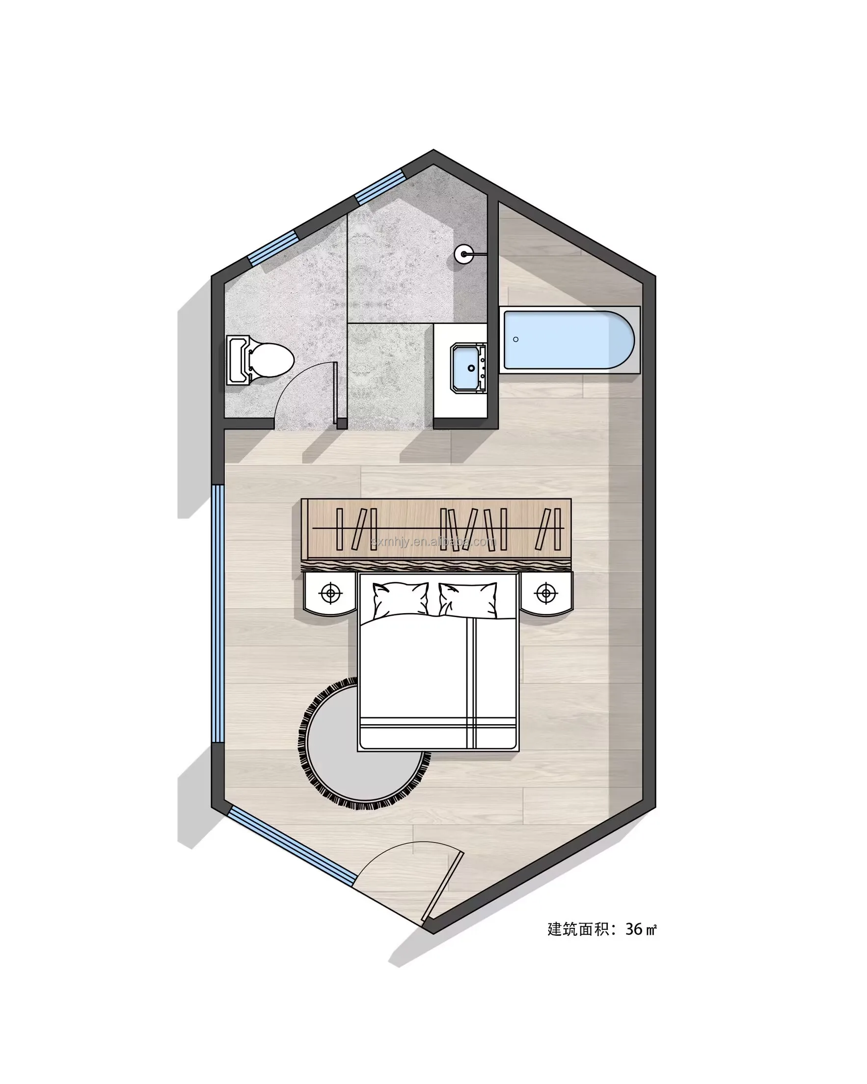 Meihao Homeland 56 SQM Modern Tiny Prefab House SIPs Home Garden Office Modular Small Flat Pack Ready Ship Prefabricated Forest