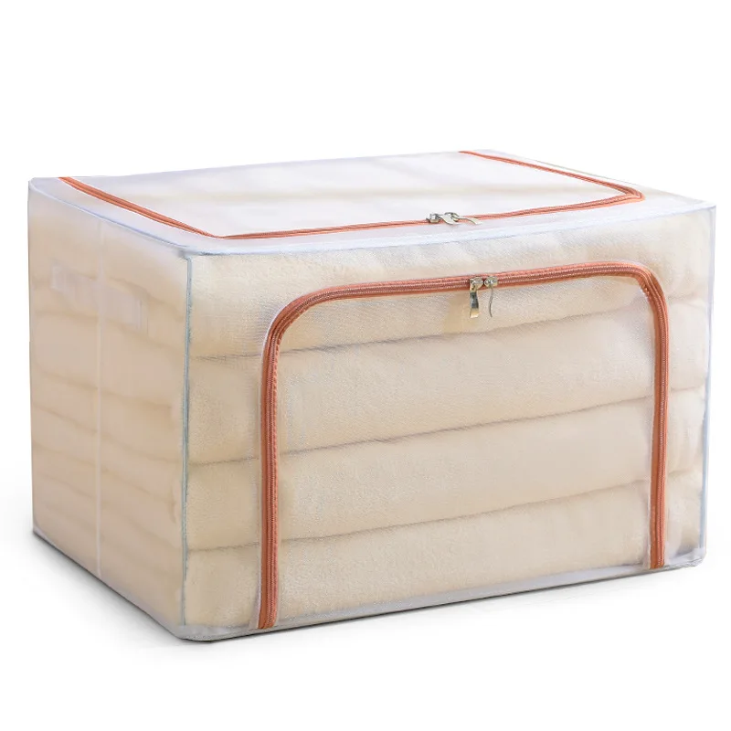 Foldable Large Cloth Storage Bags Steel frame Cotton Fabric Thick Storage Box