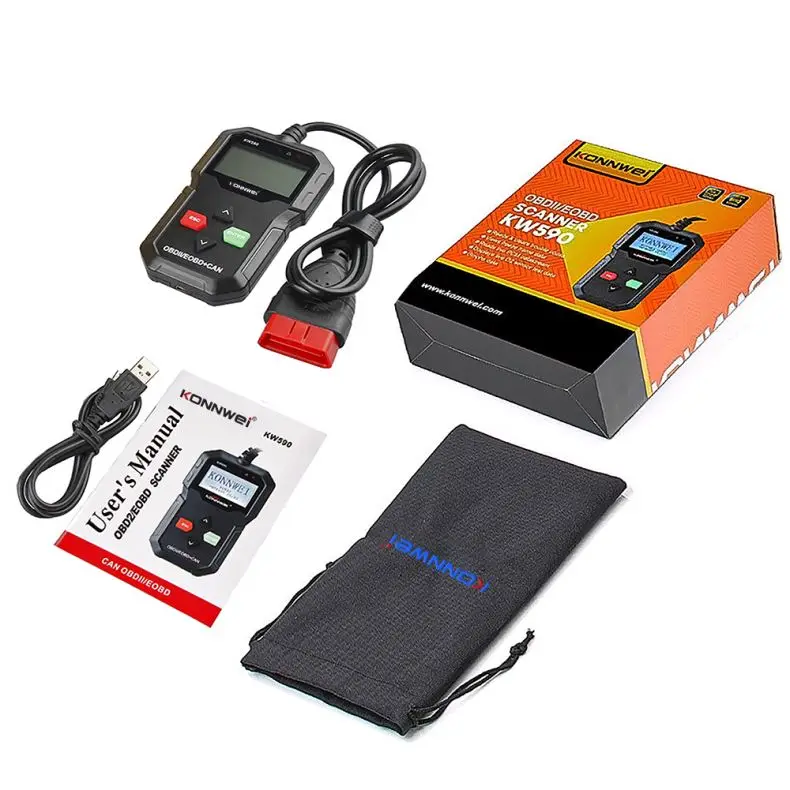 KONNWEI Free Update Print Report 2.0 Inch Auto Car Diagnostic Tool Vehicle Diagnostic Machine for All Cars with OBD2 Protocol