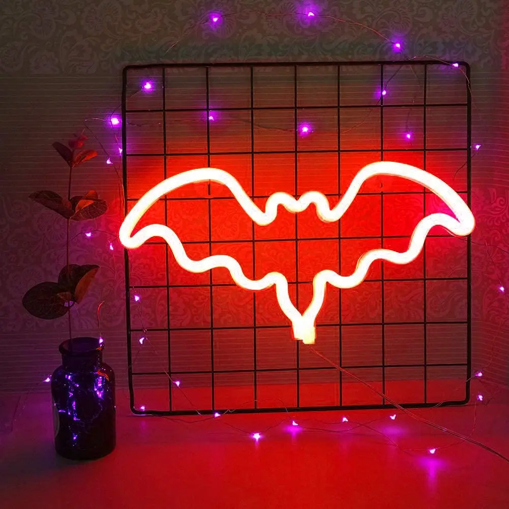 Amazon hot sale Bat Baby Night Light Battery Powered Wall Mounted LED Living Room Decoration bat sign