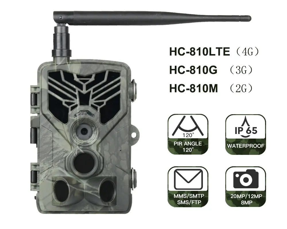 Trail Hunting Camera 2G MMS SMS SMTP GSM 20MP 1080P Wireless Cellular Mobile Night Vision Wildlife Hunting Camera HC810M