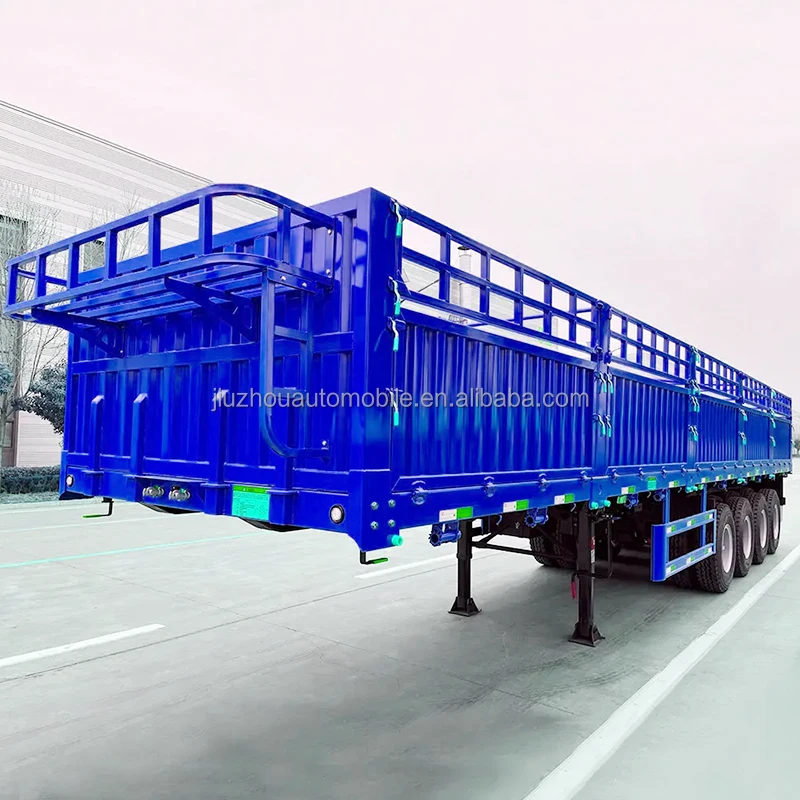 Hot Sale 345Axle Flat Box Truck Fence Semi Trailer Bulk Cargo Livestock Pig Transport